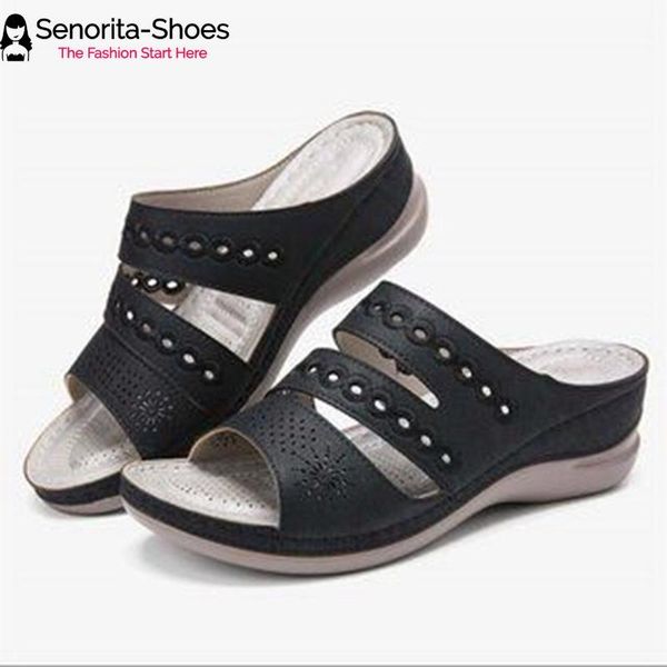 comfortable sandals women's summer slope heel anti-slip soft sole hollow flower large size slippers cross border, Black
comfortable sandals women's summer slope heel anti-slip soft sole hollow flower large size slippers cross border, Black