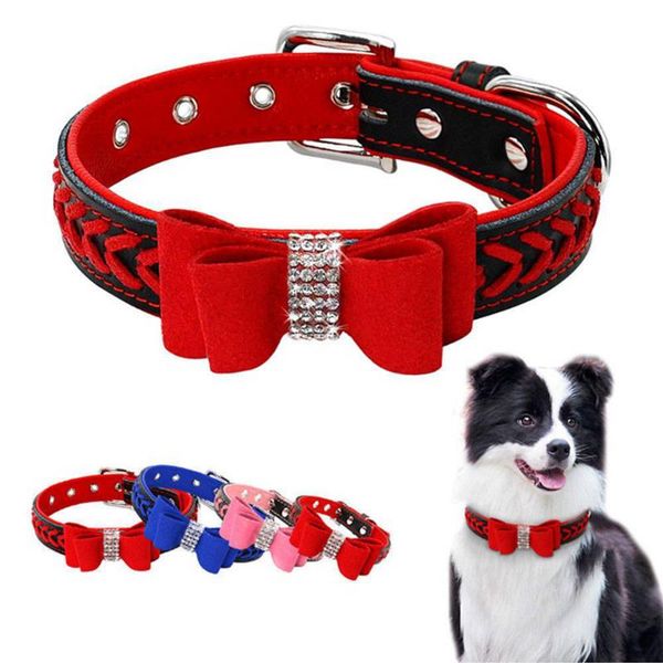dog collars & leashes braided padded leather with rhinestone bowknot for small large dogs
dog collars & leashes braided padded leather with rhinestone bowknot for small large dogs