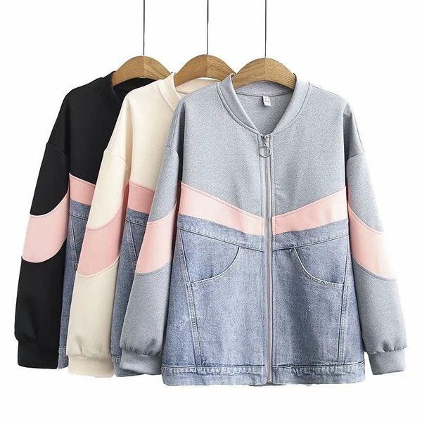 women spring autumn fashion korean style stand collar baseball coats female denim patchwork casual loose streetwear chic jacket men's j, Black;brown
women spring autumn fashion korean style stand collar baseball coats female denim patchwork casual loose streetwear chic jacket men's j, Black;brown