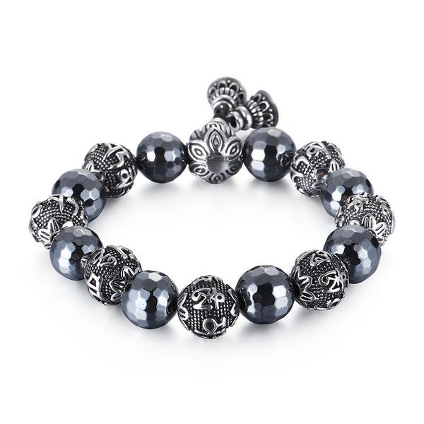 beaded, strands retro buddhism hermatite beads bracelet men stainless steel mantras om mani padme hum lotus charm jewellry, Black
beaded, strands retro buddhism hermatite beads bracelet men stainless steel mantras om mani padme hum lotus charm jewellry, Black