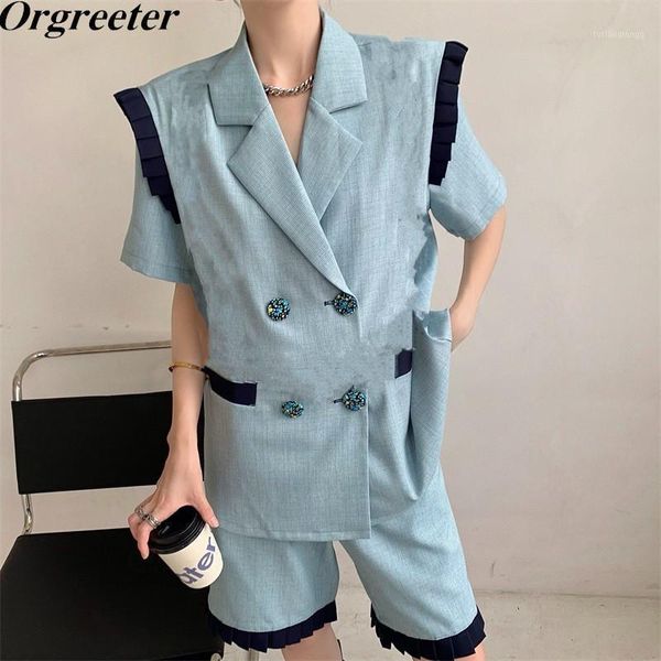 women's tracksuits fashion suit female england style notched double breasted pleated ruffes trim short sleeve blazer + wide leg pants t, Gray
women's tracksuits fashion suit female england style notched double breasted pleated ruffes trim short sleeve blazer + wide leg pants t, Gray