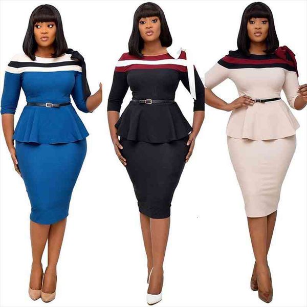 stripe color matching high waist round neck ruffle slim women knee-length dress autumn office lady casual clothes, Black;gray
stripe color matching high waist round neck ruffle slim women knee-length dress autumn office lady casual clothes, Black;gray
