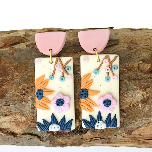 stud women's earrings bohemian colored flower lightweight handmade ceramic clay geometric women girls, Golden;silver
stud women's earrings bohemian colored flower lightweight handmade ceramic clay geometric women girls, Golden;silver