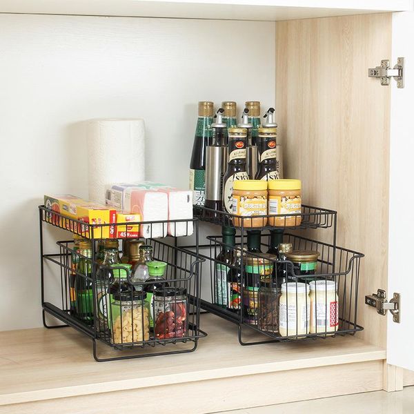 hooks & rails kitchen sink storage rack drawer type shelf can push and pull cabinet double layer
hooks & rails kitchen sink storage rack drawer type shelf can push and pull cabinet double layer