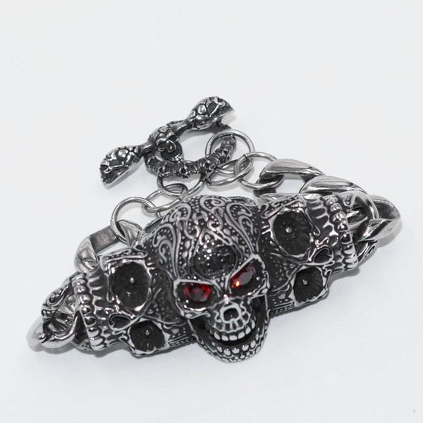 charm bracelets men's retro gothic red-eyed skull as a domineering rock locomotive party jewelry gift, Golden;silver
charm bracelets men's retro gothic red-eyed skull as a domineering rock locomotive party jewelry gift, Golden;silver