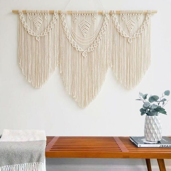 tapestries macrame wall hanging handwoven door curtain cotton rope boho tapestry home decor woven art