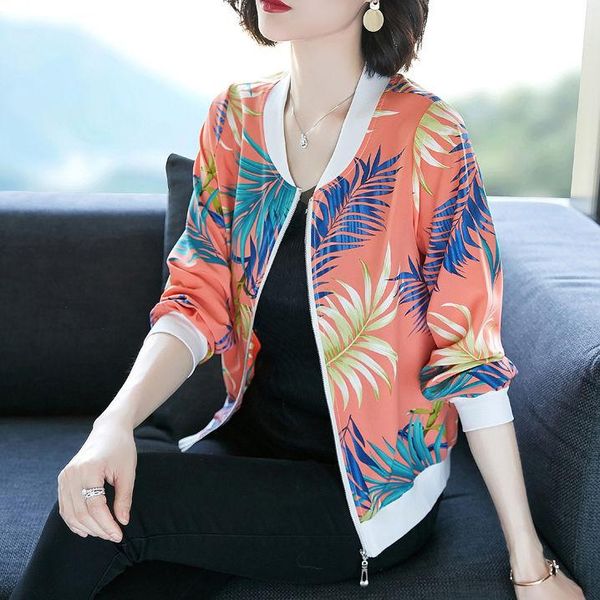 women's jackets 2021 women leaves printed spring plus size short female coat zipper chaqueta long sleeve bomber baseball jacket t100, Black;brown
women's jackets 2021 women leaves printed spring plus size short female coat zipper chaqueta long sleeve bomber baseball jacket t100, Black;brown