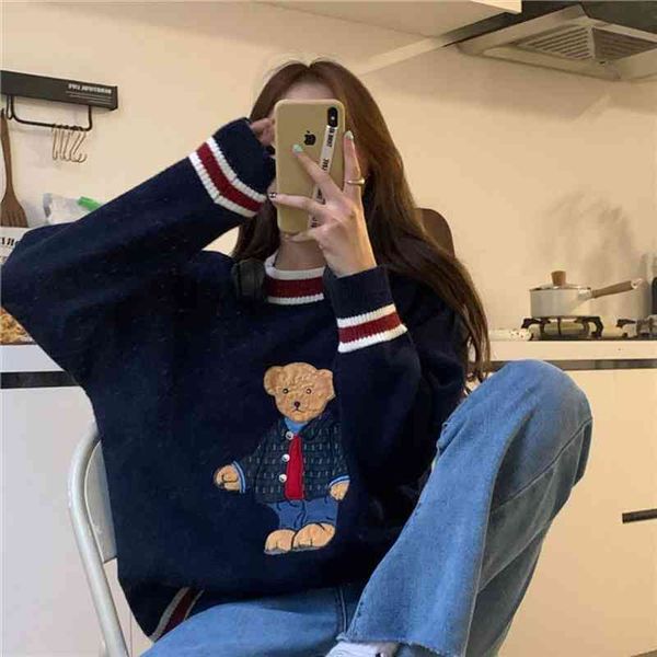 women spring fall fashion oversize pullover cartoon patchwork knitted sweater japan style clothes, White;black
women spring fall fashion oversize pullover cartoon patchwork knitted sweater japan style clothes, White;black