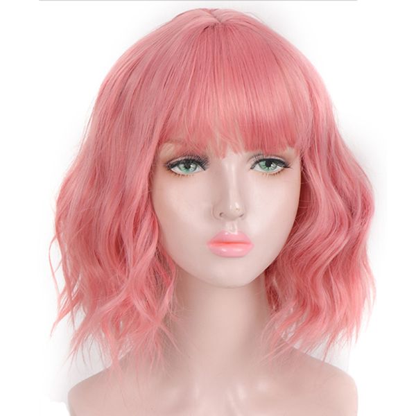 synthetic short wavy pink purple black bob natural hair wig with bangs heat resistant fiber cosplay lolita wigs for women
synthetic short wavy pink purple black bob natural hair wig with bangs heat resistant fiber cosplay lolita wigs for women