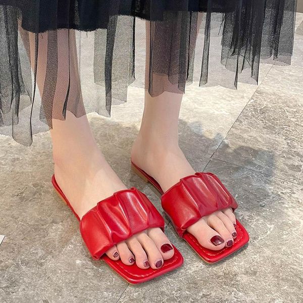 rimocy soft flat summer slippers women pu leather pleated square toe shoes woman slides 2021 outdoor beach female flip flops, Black
rimocy soft flat summer slippers women pu leather pleated square toe shoes woman slides 2021 outdoor beach female flip flops, Black