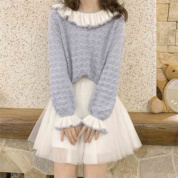 sweet hollow kawaii women sweaters korean vintage ruffle casual jumper female pink elegant pullover fashion knitwear crop top, White;black
sweet hollow kawaii women sweaters korean vintage ruffle casual jumper female pink elegant pullover fashion knitwear crop top, White;black