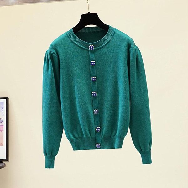 women's sweaters women spring solid green black rose o neck pullover puff sleeve sweater vintage chic knitted flower button jumper, White;black
women's sweaters women spring solid green black rose o neck pullover puff sleeve sweater vintage chic knitted flower button jumper, White;black