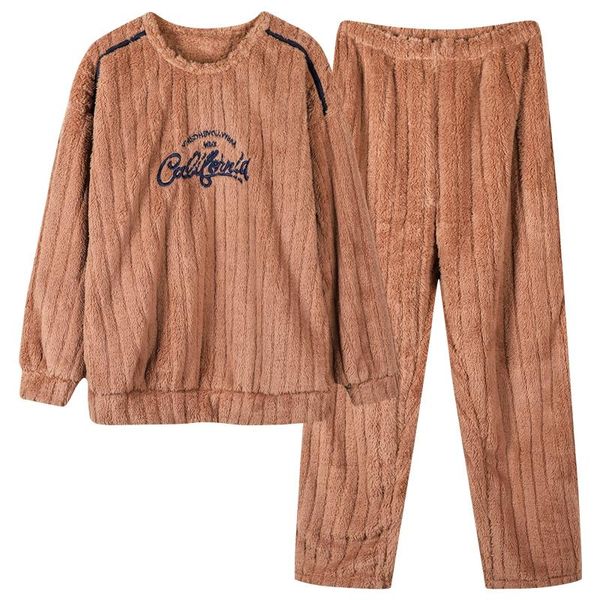 men's sleepwear winter thick warm men velvet set long sleeve round neck lounge pajamas loose soft plus size 3xl male nightwear, Black;brown
men's sleepwear winter thick warm men velvet set long sleeve round neck lounge pajamas loose soft plus size 3xl male nightwear, Black;brown