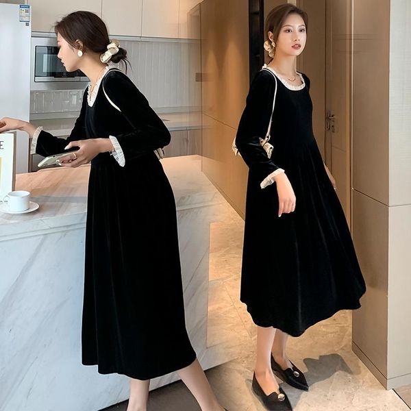 707# 2021 spring korean fashion pleuche maternity long dress chic ins sweet elegant clothes for pregnant women pregnancy party dresses, White
707# 2021 spring korean fashion pleuche maternity long dress chic ins sweet elegant clothes for pregnant women pregnancy party dresses, White