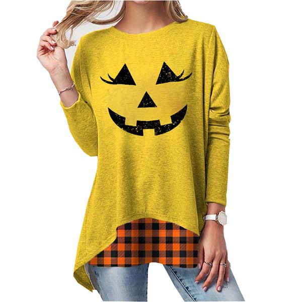 womens designer halloween pumpkin t-shirt long sleeve o-neck ladies tees fashion spring autumn patchwork female clothing, White
womens designer halloween pumpkin t-shirt long sleeve o-neck ladies tees fashion spring autumn patchwork female clothing, White