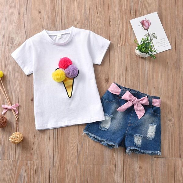cute kid girl summer clothes outfit fashion ice cream short-sleeved t-shirt ripped denim shorts 2pc toddler kids casual set clothing se, White
cute kid girl summer clothes outfit fashion ice cream short-sleeved t-shirt ripped denim shorts 2pc toddler kids casual set clothing se, White