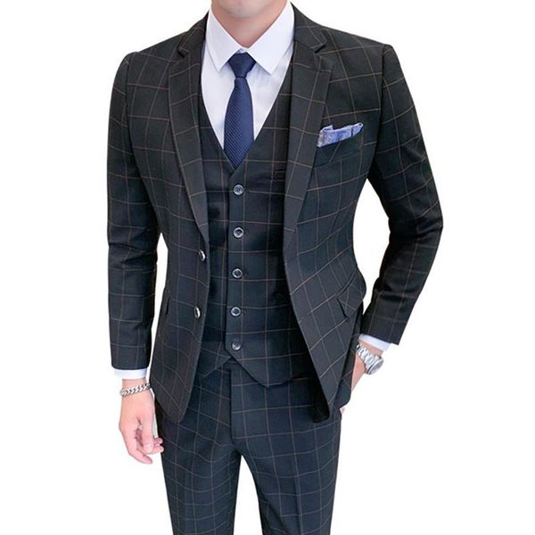 british style slim suit trousers waistcoat / men's business plaid blazer fashion groomsman dress jacket pants vest 3 pieces set suits &, White;black
british style slim suit trousers waistcoat / men's business plaid blazer fashion groomsman dress jacket pants vest 3 pieces set suits &, White;black