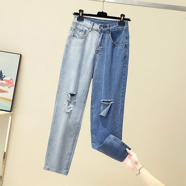 women's jeans 2021 new loose wash hole contrast jeans wide leg straight pants lady, Blue
women's jeans 2021 new loose wash hole contrast jeans wide leg straight pants lady, Blue
