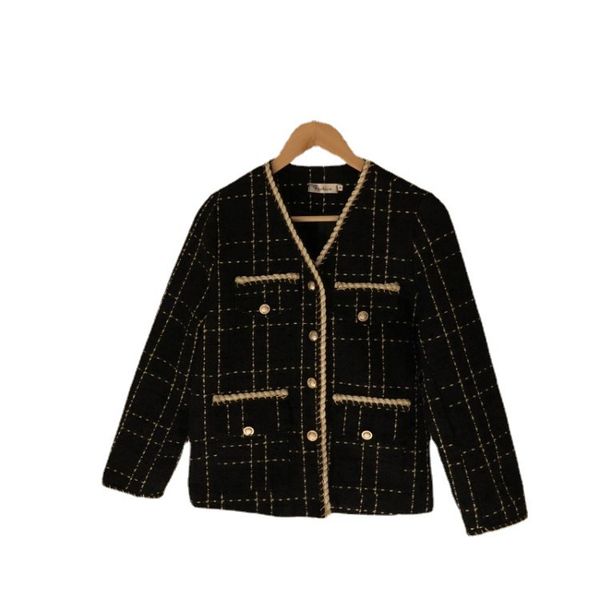 chic french retro v-neck border contrast women's jackets pearl button loose multi-pocket long-sleeved tweed short coat, Black;brown
chic french retro v-neck border contrast women's jackets pearl button loose multi-pocket long-sleeved tweed short coat, Black;brown