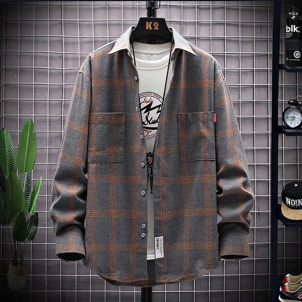 men's casual shirts good quality plaid male hong kong style jacket couple loose trend 67ad, White;black
men's casual shirts good quality plaid male hong kong style jacket couple loose trend 67ad, White;black