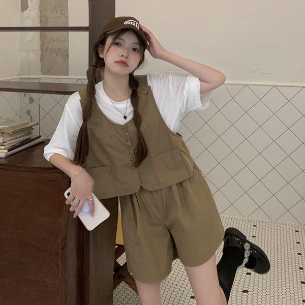 women's tracksuits 6241 summer women shorts suit fashion sleeveless vest high waist short pants loose casual button pocket simple two-p, Gray
women's tracksuits 6241 summer women shorts suit fashion sleeveless vest high waist short pants loose casual button pocket simple two-p, Gray