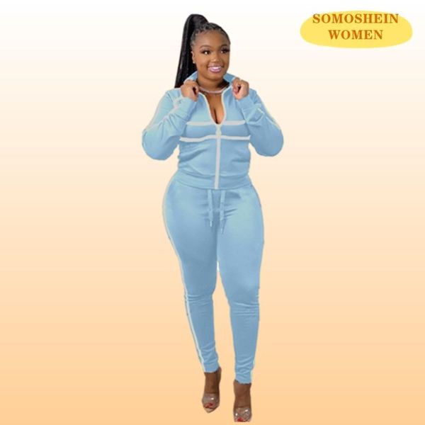 plus size tracksuits somoshein women clothing autumn stripe print oversize 4xl woman basic zipper jackets elastic pants sets, Black
plus size tracksuits somoshein women clothing autumn stripe print oversize 4xl woman basic zipper jackets elastic pants sets, Black