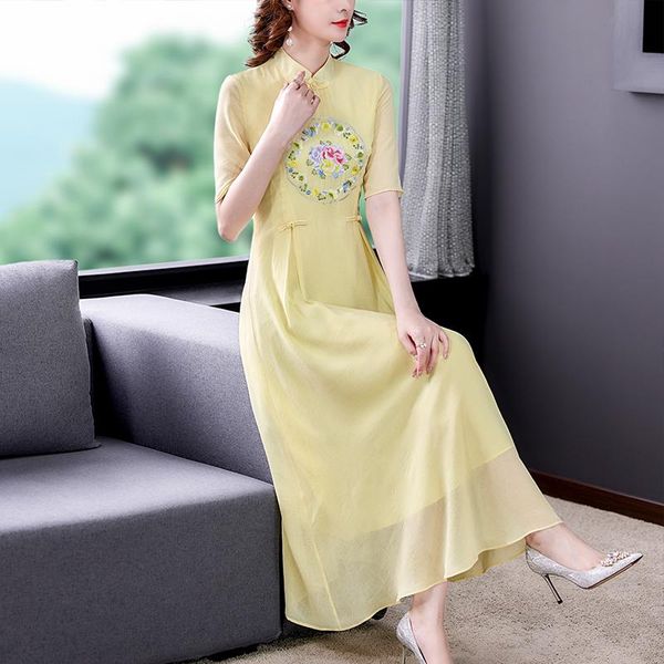 casual dresses coigarsam women long dress summer chinese style print full sleeve embroidery stand neck white pink yellow vestidos, Black;gray
casual dresses coigarsam women long dress summer chinese style print full sleeve embroidery stand neck white pink yellow vestidos, Black;gray