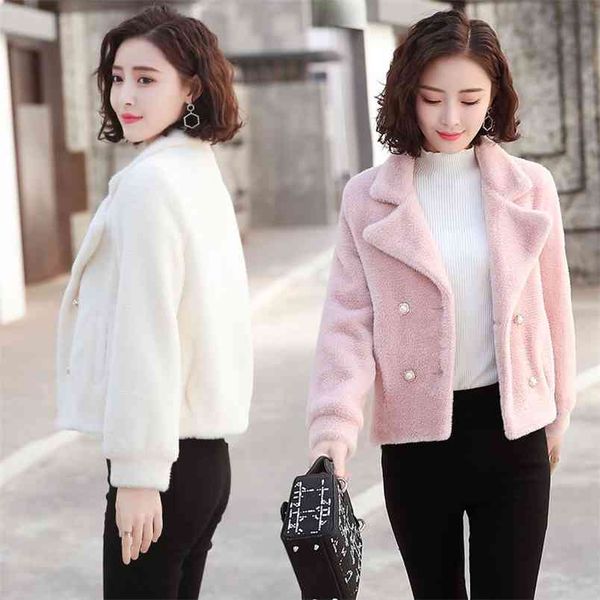 women mink fur velvet thick woolen coat female slim students winter easy matching jacket 210427, Black
women mink fur velvet thick woolen coat female slim students winter easy matching jacket 210427, Black