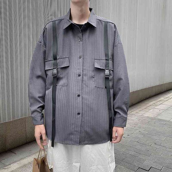 men's casual shirts spring striped fashion pocket men streetwear korean loose tooling long sleeve mens -2xl j6l8, White;black
men's casual shirts spring striped fashion pocket men streetwear korean loose tooling long sleeve mens -2xl j6l8, White;black