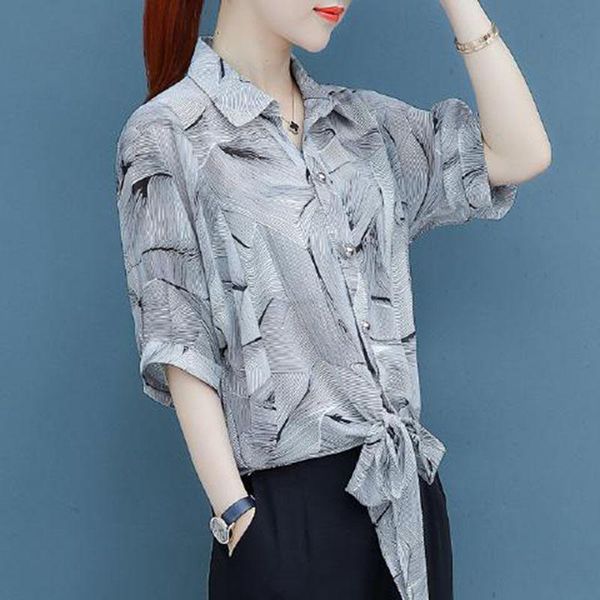 women's blouses & shirts summer chiffon shirt fashion bow color printing casual large size loose df2627, White
women's blouses & shirts summer chiffon shirt fashion bow color printing casual large size loose df2627, White