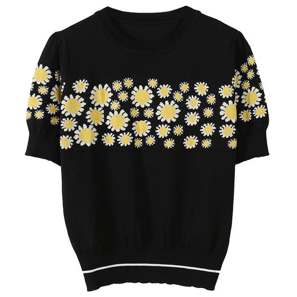 women's knitted sweaters flower embroidery flowers solid half sleeved slim pullovers woman wild sweater female pl077 210506, White;black
women's knitted sweaters flower embroidery flowers solid half sleeved slim pullovers woman wild sweater female pl077 210506, White;black