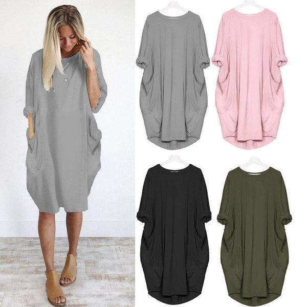 casual dresses ladies dress size party plus womens long t-shirt blouse, Black;gray
casual dresses ladies dress size party plus womens long t-shirt blouse, Black;gray
