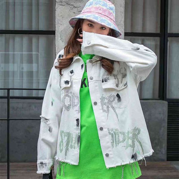 spring and summer tide mark hip-hop burr hole of puncture to make deep-fried old female jeans street loosen jacket, Black;brown
spring and summer tide mark hip-hop burr hole of puncture to make deep-fried old female jeans street loosen jacket, Black;brown