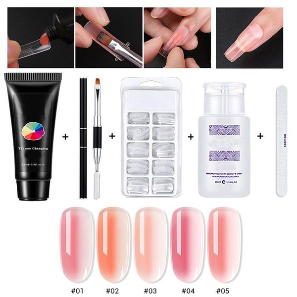 nail art kits 5pcs/lot temperature changeable extension sets gel constructeur ongle uv builder esmalte semipermanente varnish
nail art kits 5pcs/lot temperature changeable extension sets gel constructeur ongle uv builder esmalte semipermanente varnish