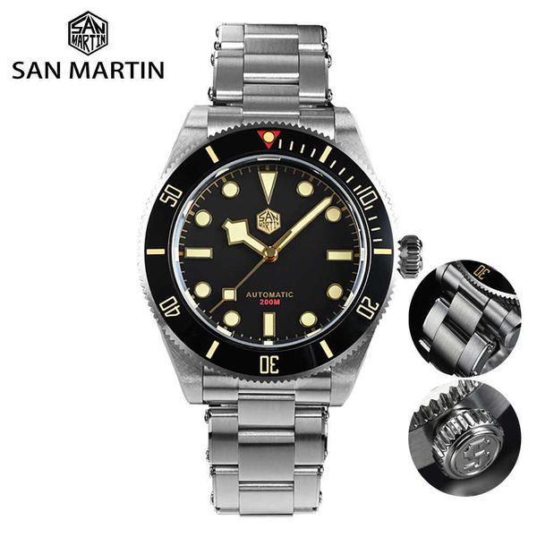 san martin men watch 40mm diver bb58 retro luxury water ghost pt5000 sw200 rivet bracelet sapphire 20bar waterproof luminous 210728, Slivery;brown
san martin men watch 40mm diver bb58 retro luxury water ghost pt5000 sw200 rivet bracelet sapphire 20bar waterproof luminous 210728, Slivery;brown