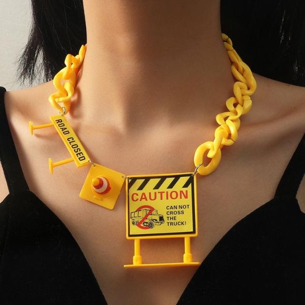 chains hip hop punk necklace traffic road sign construction roadblock acrylic link long funny fashion party jewelry, Silver
chains hip hop punk necklace traffic road sign construction roadblock acrylic link long funny fashion party jewelry, Silver