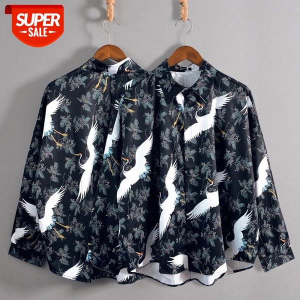 chinese style crane printing shirt men and women retro hong kong couple loose long-sleeved flower #lg4a, White;black
chinese style crane printing shirt men and women retro hong kong couple loose long-sleeved flower #lg4a, White;black