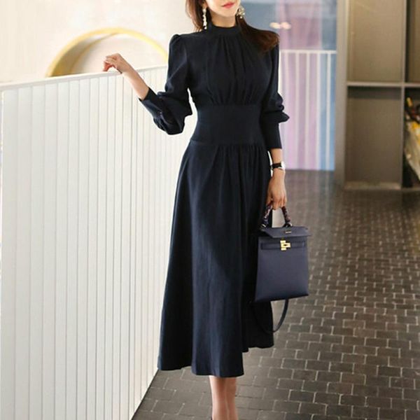 casual dresses 2021 spring solid a-line dress women plus size navy blue full puff sleeve stand neck office elegant work, Black;gray
casual dresses 2021 spring solid a-line dress women plus size navy blue full puff sleeve stand neck office elegant work, Black;gray