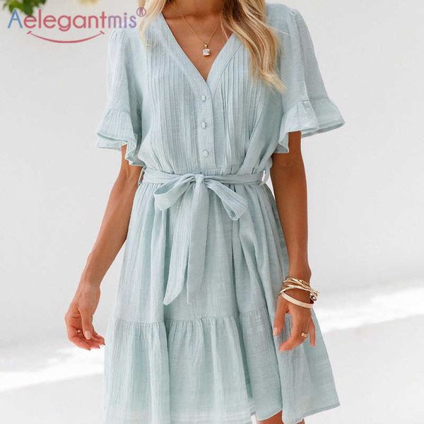 aelegantmis elegant mini dress for women sashes butterfly sleeve v neck summer short dresses korea vestidos mujer 3 colors 210607, Black;gray
aelegantmis elegant mini dress for women sashes butterfly sleeve v neck summer short dresses korea vestidos mujer 3 colors 210607, Black;gray
