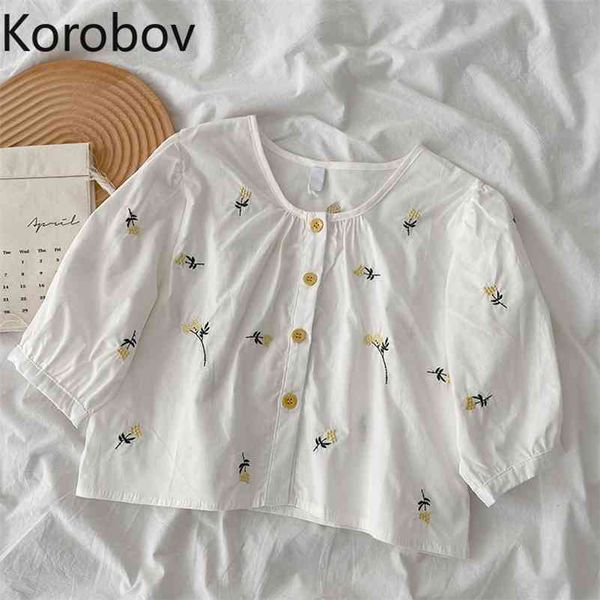 korobov new arrival puff sleeve sweet blusas mujer korean chic flower embroidery women shirts vintage o neck crop blouses 210430, White
korobov new arrival puff sleeve sweet blusas mujer korean chic flower embroidery women shirts vintage o neck crop blouses 210430, White