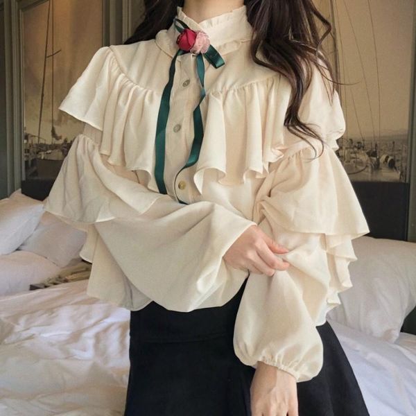 women's blouses & shirts arrival chiffon long sleeve female blouse shirt fashion ruffles ladies khaki office women clothes, White
women's blouses & shirts arrival chiffon long sleeve female blouse shirt fashion ruffles ladies khaki office women clothes, White