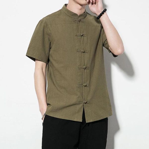 men's casual shirts tradictional chinese clothing for men solid color stand collar short sleeve loose shirt style tang suit linen, White;black
men's casual shirts tradictional chinese clothing for men solid color stand collar short sleeve loose shirt style tang suit linen, White;black