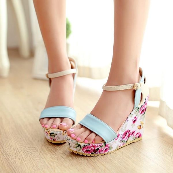 bohemia flower print fashion women wedges sandals platform open toe ankle strap lady skid resistance sole party, Black
bohemia flower print fashion women wedges sandals platform open toe ankle strap lady skid resistance sole party, Black