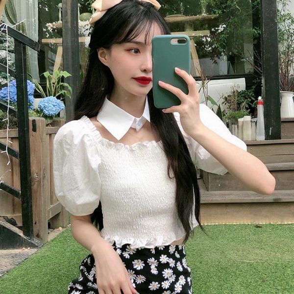 women's blouses & shirts women slash neck off shoulder femme solid color puff sleeve vintage summerwear, White
women's blouses & shirts women slash neck off shoulder femme solid color puff sleeve vintage summerwear, White