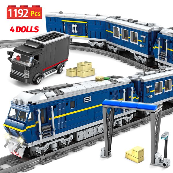 

City Train Power-Driven Rail Electric Train Track Car Bricks Creator Technical Train Station Building Blocks Toys for Children