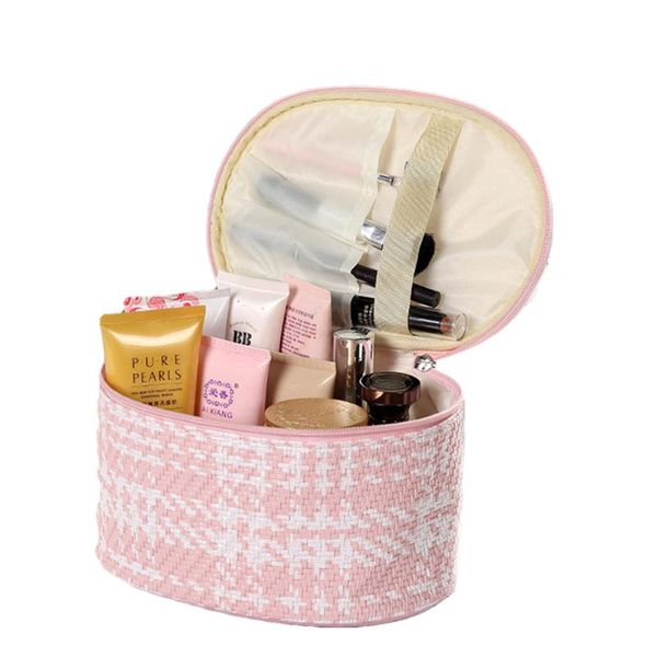 women large capacity casual makeup bag portable handwoven toiletry organizer tote cosmetic with zipper for travelling bags & cases
women large capacity casual makeup bag portable handwoven toiletry organizer tote cosmetic with zipper for travelling bags & cases