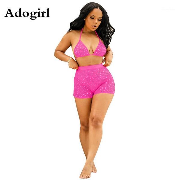 women's two piece pants sheer mesh drilling rhinstones set women tankini halter bra and summer shorts swimming pool party outfits, White
women's two piece pants sheer mesh drilling rhinstones set women tankini halter bra and summer shorts swimming pool party outfits, White