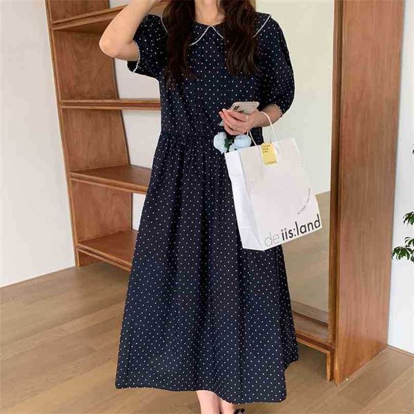 all match polka dots loose femme french vintage prom summer casual ol lady streetwear long dresses vestidos 210525, Black;gray 
all match polka dots loose femme french vintage prom summer casual ol lady streetwear long dresses vestidos 210525, Black;gray