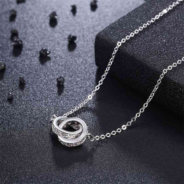 new s925 5a zircon double ring pendant necklace whole body sterling silver necklace, Black
new s925 5a zircon double ring pendant necklace whole body sterling silver necklace, Black
