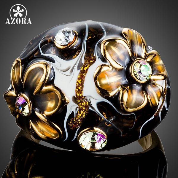 cluster rings azora unique design gold color black flower austrian crystal oil painting pattern ring for women tr0158, Golden;silver
cluster rings azora unique design gold color black flower austrian crystal oil painting pattern ring for women tr0158, Golden;silver